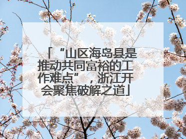 “山区海岛县是推动共同富裕的工作难点”，浙江开会聚焦破解之道