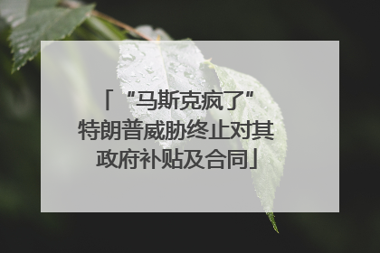 “马斯克疯了” 特朗普威胁终止对其政府补贴及合同