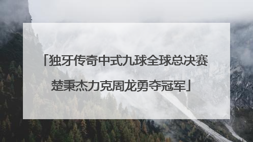 独牙传奇中式九球全球总决赛 楚秉杰力克周龙勇夺冠军