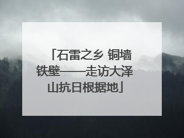 石雷之乡 铜墙铁壁——走访大泽山抗日根据地