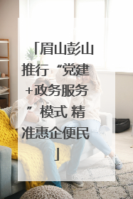 眉山彭山推行“党建+政务服务”模式 精准惠企便民