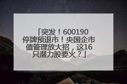 突发！600190停牌预退市！央国企市值管理放大招，这16只潜力股要火？