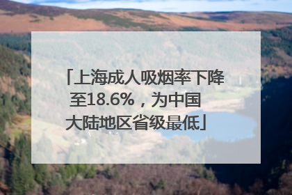 上海成人吸烟率下降至18.6%，为中国大陆地区省级最低