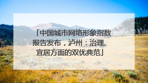 中国城市网络形象指数报告发布，泸州：治理、宜居方面的双优典范