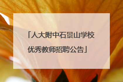 人大附中石景山学校优秀教师招聘公告