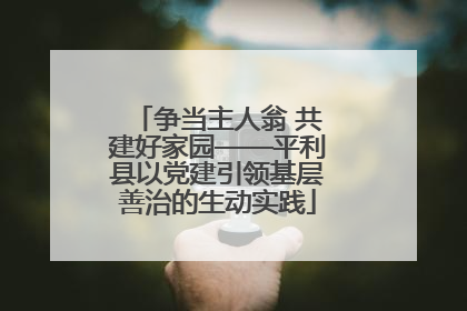 争当主人翁 共建好家园——平利县以党建引领基层善治的生动实践
