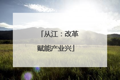 从江：改革赋能产业兴