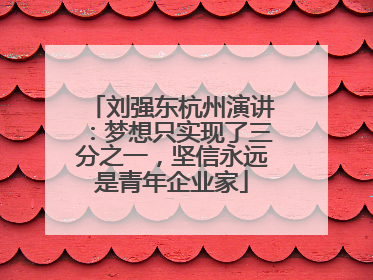 刘强东杭州演讲：梦想只实现了三分之一，坚信永远是青年企业家