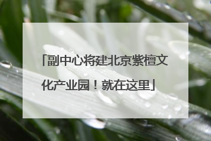 副中心将建北京紫檀文化产业园！就在这里