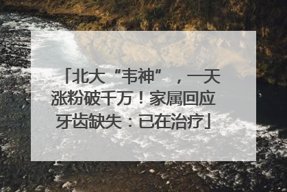 北大“韦神”，一天涨粉破千万！家属回应牙齿缺失：已在治疗