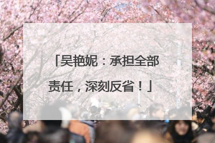 吴艳妮：承担全部责任，深刻反省！