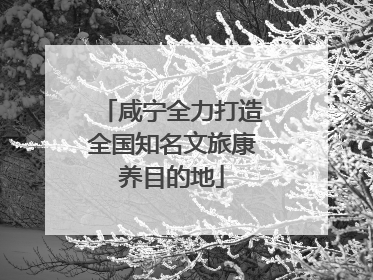 咸宁全力打造全国知名文旅康养目的地