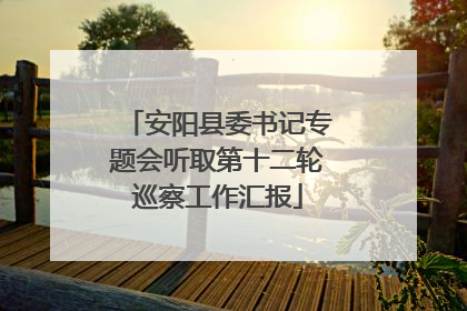 安阳县委书记专题会听取第十二轮巡察工作汇报