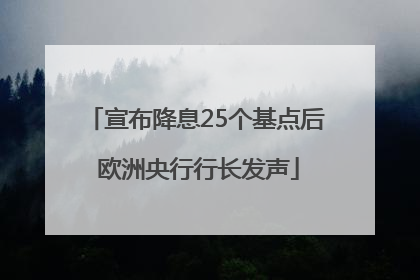 宣布降息25个基点后 欧洲央行行长发声