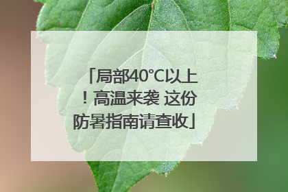 局部40℃以上！高温来袭 这份防暑指南请查收