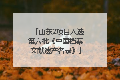 山东2项目入选第六批《中国档案文献遗产名录》