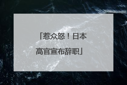 惹众怒！日本高官宣布辞职