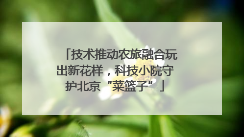 技术推动农旅融合玩出新花样，科技小院守护北京“菜篮子”