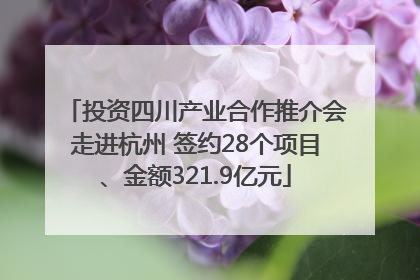 投资四川产业合作推介会走进杭州 签约28个项目、金额321.9亿元