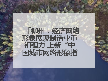 柳州：经济网络形象展现制造业重镇强力 上新“中国城市网络形象指数”报告