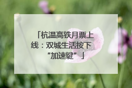 杭温高铁月票上线：双城生活按下“加速键”