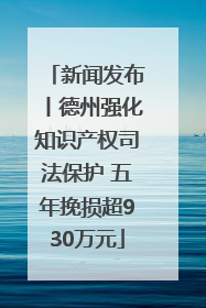新闻发布丨德州强化知识产权司法保护 五年挽损超930万元