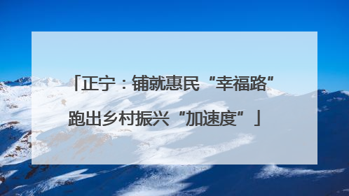正宁：铺就惠民“幸福路”跑出乡村振兴“加速度”