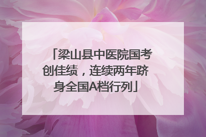 梁山县中医院国考创佳绩，连续两年跻身全国A档行列