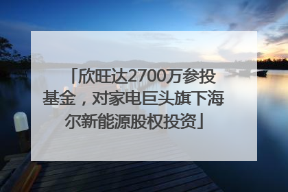 欣旺达2700万参投基金，对家电巨头旗下海尔新能源股权投资