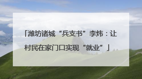 潍坊诸城“兵支书”李炜：让村民在家门口实现“就业”