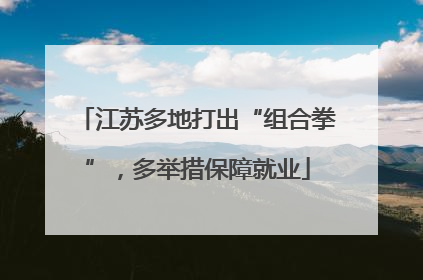 江苏多地打出“组合拳”，多举措保障就业