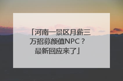 河南一景区月薪三万招募颜值NPC？最新回应来了