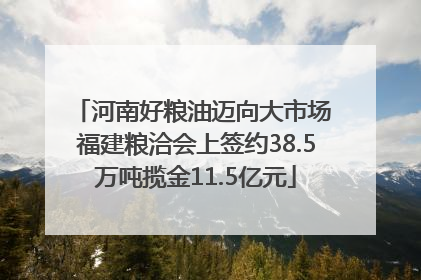 河南好粮油迈向大市场 福建粮洽会上签约38.5万吨揽金11.5亿元