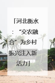 河北衡水：“交农融合”为乡村振兴注入新活力