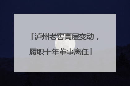 泸州老窖高层变动，履职十年董事离任