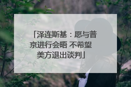 泽连斯基：愿与普京进行会晤 不希望美方退出谈判