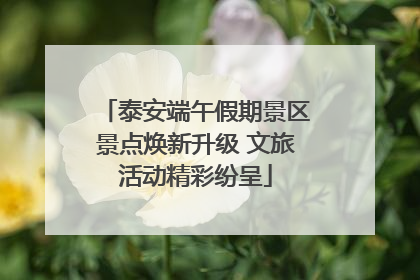 泰安端午假期景区景点焕新升级 文旅活动精彩纷呈