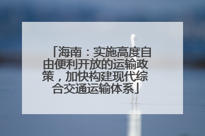 海南：实施高度自由便利开放的运输政策，加快构建现代综合交通运输体系
