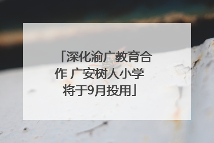 深化渝广教育合作 广安树人小学将于9月投用