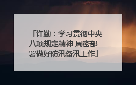 许勤：学习贯彻中央八项规定精神 周密部署做好防汛备汛工作