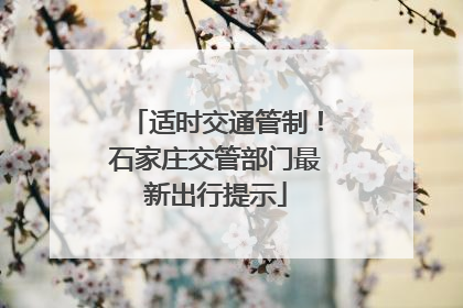 适时交通管制！石家庄交管部门最新出行提示