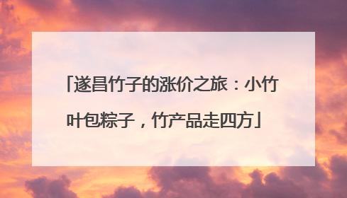 遂昌竹子的涨价之旅：小竹叶包粽子，竹产品走四方