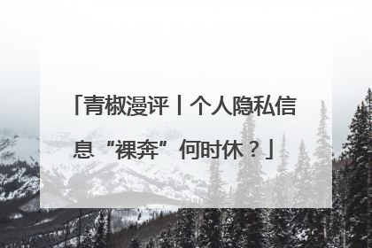 青椒漫评丨个人隐私信息“裸奔”何时休？