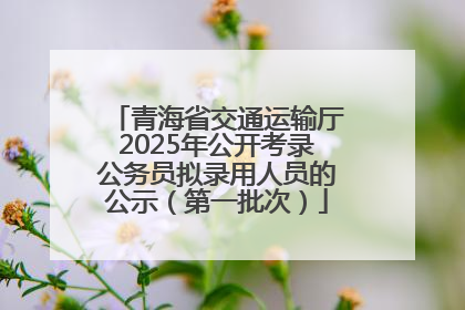青海省交通运输厅2025年公开考录公务员拟录用人员的公示（第一批次）