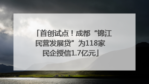 首创试点！成都“锦江民营发展贷”为118家民企授信1.7亿元