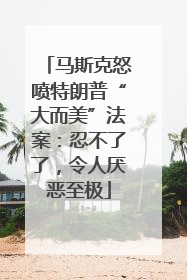 马斯克怒喷特朗普“大而美”法案：忍不了了，令人厌恶至极