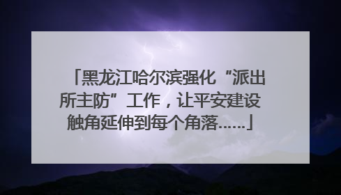 黑龙江哈尔滨强化“派出所主防”工作，让平安建设触角延伸到每个角落……